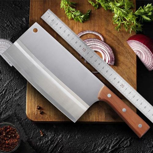 廠家供應(yīng)酒店不銹鋼切片刀桑刀廚師刀家用刀具廚房木柄斬切刀批發(fā)