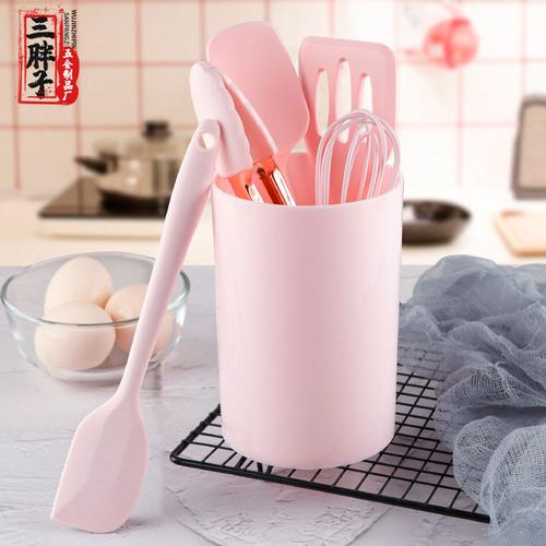 硅膠廚具套裝迷你硅膠煎鏟刮刀打蛋器食物夾廚房?jī)和姹河镁吖S